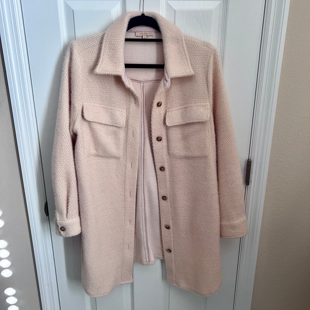 SKIES ARE BLUE‎ PeachTextured Button Front Shirt Jacket Shacket Women's Size S